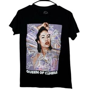 VTG Selena Crew Neck Tee, Short Sleeve T-Shirt 100% Cotton Womens Small, Black